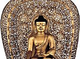 British Museum Top 20 Buddhism 08 Shakyamuni Gilt-bronze 8. Gilt-bronze figure of Shakyamuni  China, 1403-24 AD, 50cm high. This important image of the historical Buddha, Shakyamuni, displays the integration of Chinese and Tibetan Buddhist art in both its intricate design and metal-casting technique. It is one of the largest and most ornate Sino-Tibetan bronzes surviving from the early fifteenth century. The bronze is cast in three sections: the Buddha and the double lotus throne, the rectangular stepped base and the background mandorla, which is pierced with fire and floral scrolls. The figure's gesture indicates that Shakyamuni has just warded off temptation and gained peace and truth. Photo: http://www.britishmuseum.org.